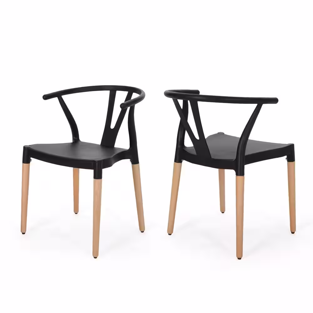 None Mountfair Black and Natural Wood Dining Chair (Set of 2)