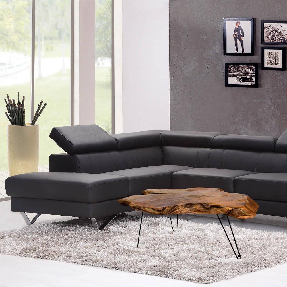 StyleCraft 17 in. H Natural Wood Edge Teak Coffee Cocktail Table Clear Lacquer