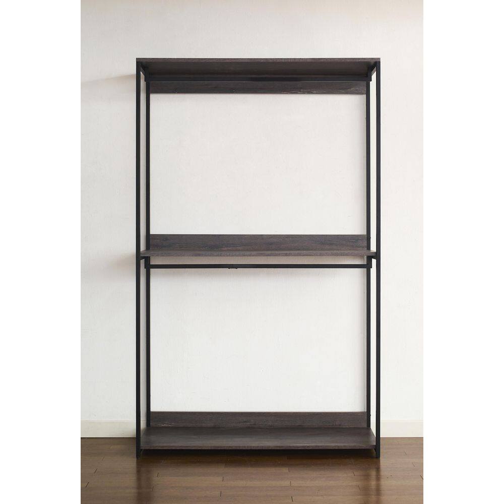 None Monica 47 in. W Rustic Gray Wood Closet System Walk-in Closet With 1-Shelf