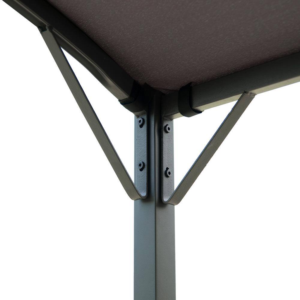 None 7 ft. x 6.8 ft. Steel Double-Layer Soft-Top BBQ Canopy Pavilion with Side Awning, Bar Counters and Hooks