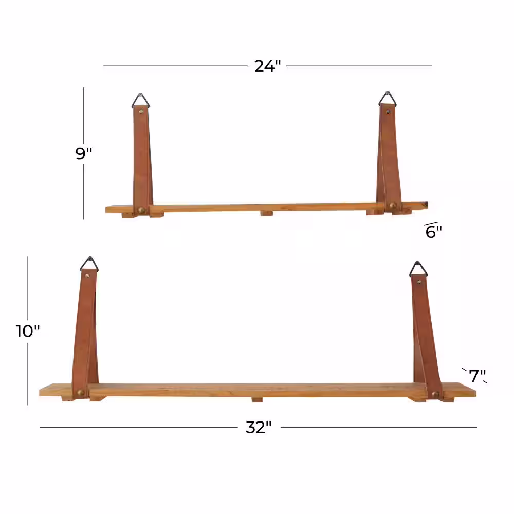 Litton Lane Gray Handmade 2-Shelves Cotton Macrame Wall Shelf