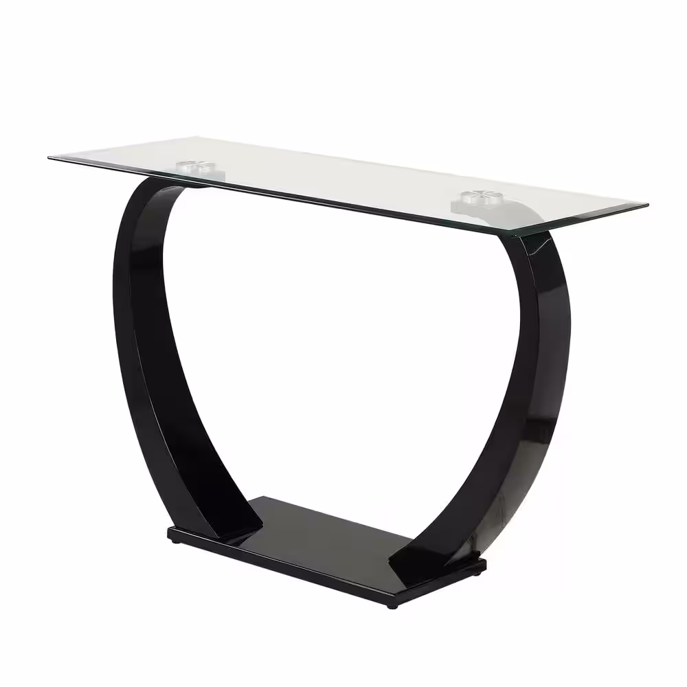 Furniture of America Tafthall 48 in. Black Rectangle Glass Console Table