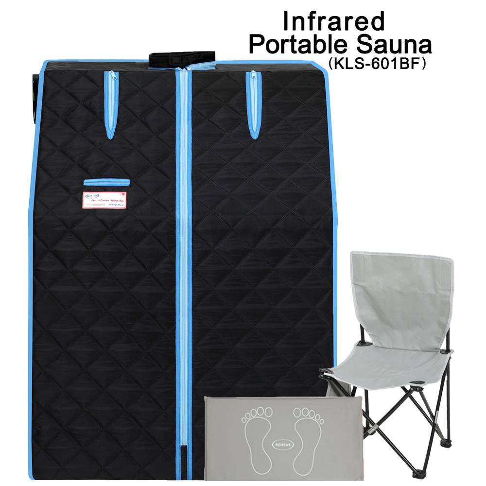 None 1-Person Half body Black Infrared Sauna with Foldable Chair