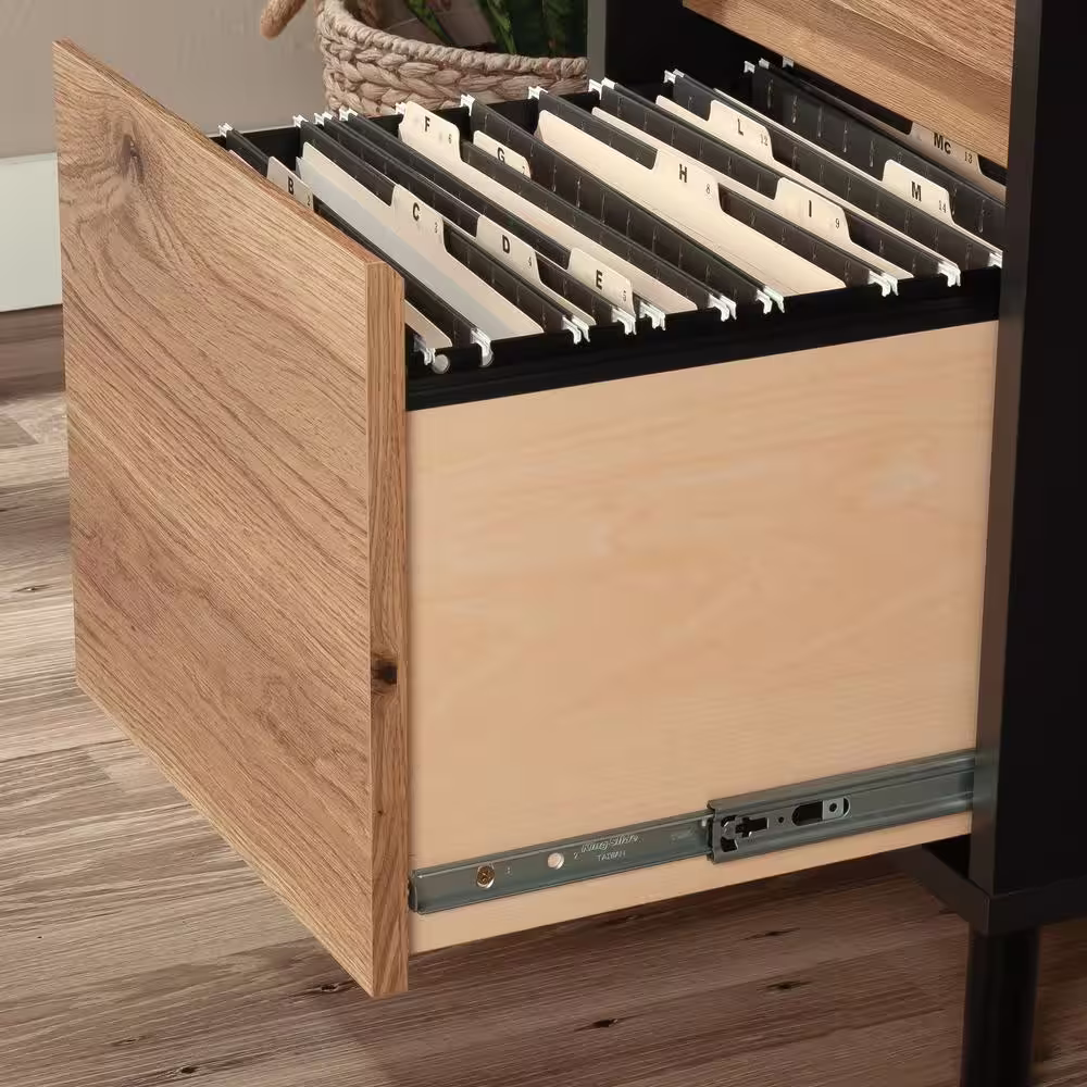 SAUDER Acadia Way 47 in. Raven Oak Computer Desk with Flip-Down Keyboard Drawer