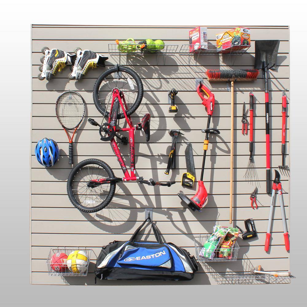 Proslat 96 in. H x 48 in. W (96 sq. ft.) PVC Slat Wall Panel Set Sandstone (3 panel pack)