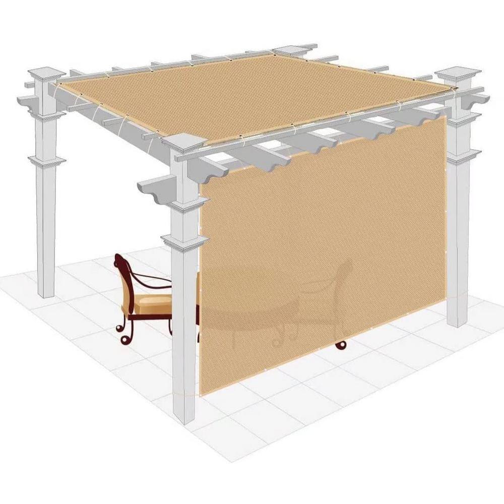Shatex Outdoor Pergola Shade Cover Canopy for Patio Privacy Shade Screen Panel with Grommets on 2 Sidesï¼?0'x10' ï¼Beige