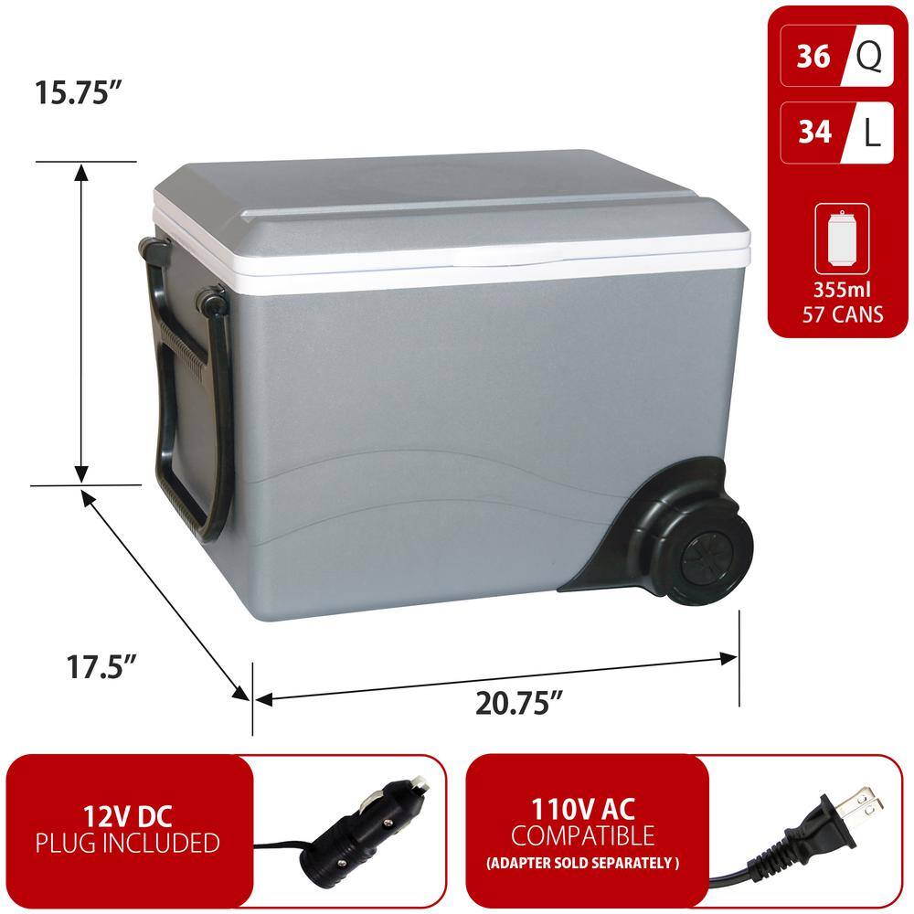 None 36 Qt. (34 L) Thermoelectric Wheeled Kool Kaddy Cooler