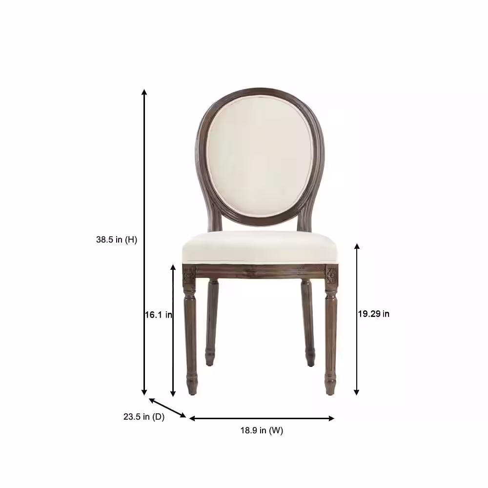 Home Decorators Collection Ellington Haze Wood Upholstered Dining Chair with Rounded Back Ivory Seat (Set of 2) (19 in. W x 38 in. H)