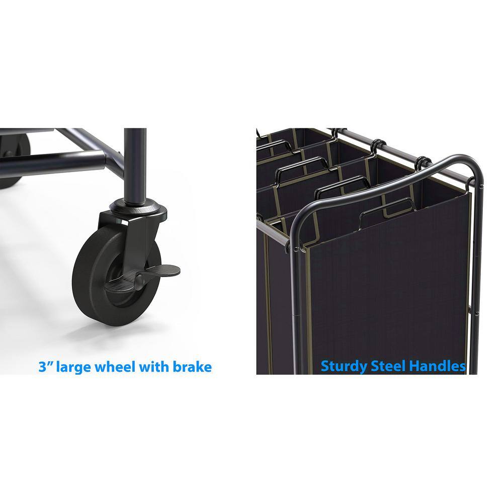 None 32.3 in. W x 17.5 in. D x 33 in. H Fabric Laundry Basket Hamper with Wheels Bronze