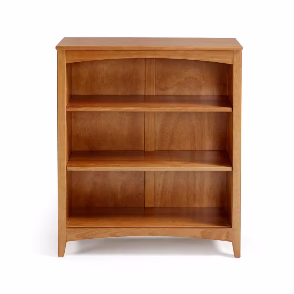 Camaflexi Shaker Style 36 in. Cherry Wood 3-shelf Standard Bookcase with Adjustable Shelves