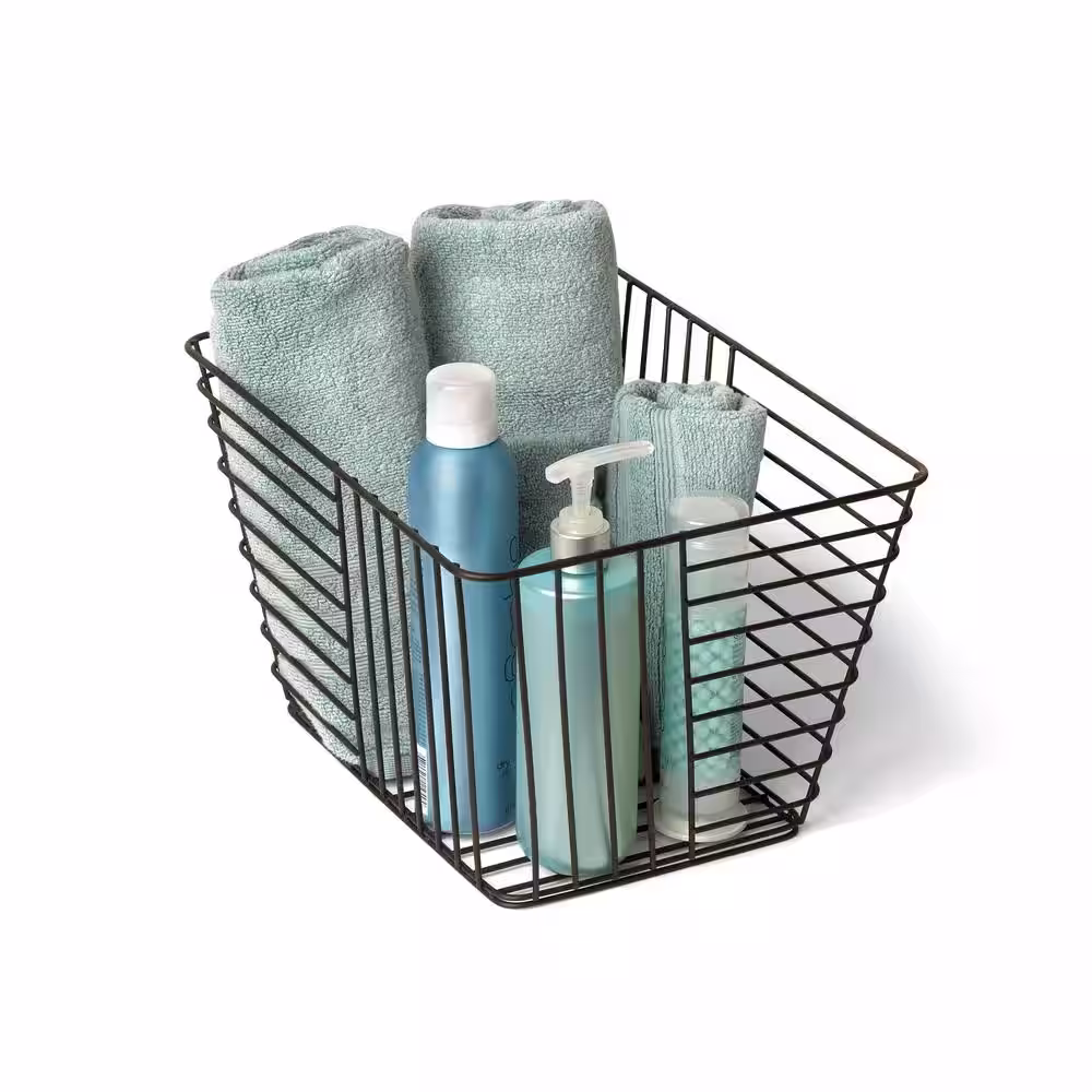 Spectrum 8 in. H x 10 in. W Bronze Steel 1-Drawer Wide Mesh Wire Basket