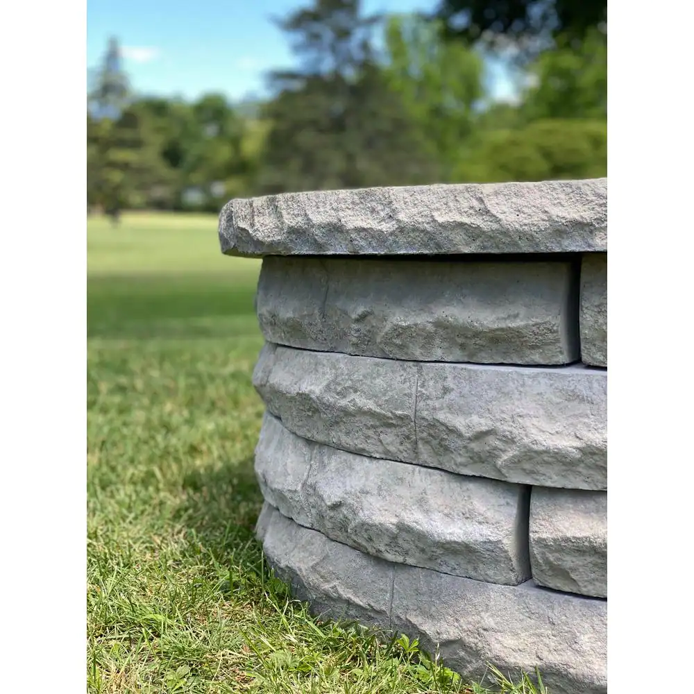 Nantucket Pavers Ledgestone 47 in. x 18 in. Round Concrete Wood Fuel Fire Pit Ring Kit Gray Variegated