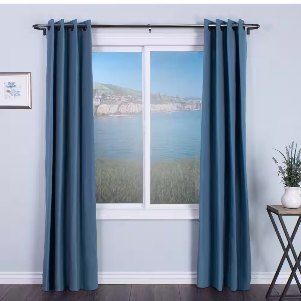 Decopolitan Room Darkening Wrap Around 86 in. - 128 in. Adjustable Curtain Rod 5/8 in. in Black Oil with Finial