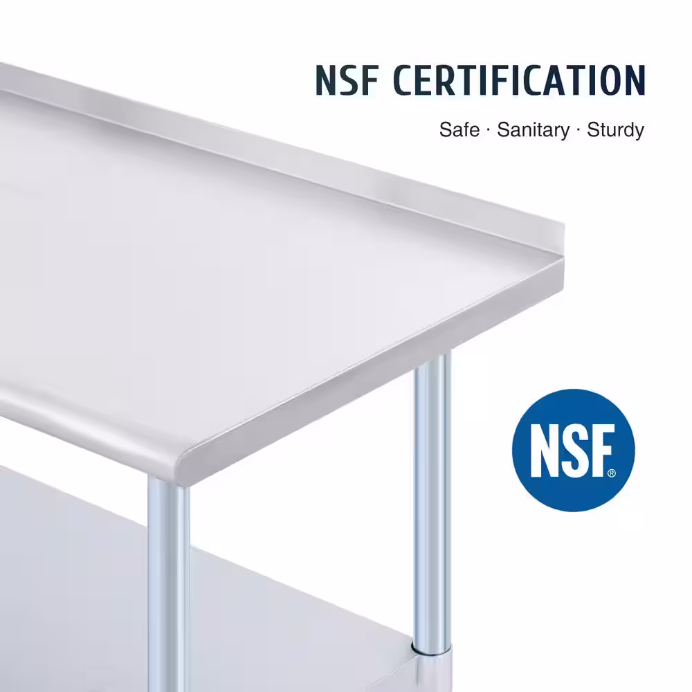 Merra 48 in. Silver Rectangle Console Table Kitchen Table with Adjustable Galvanized Undershelf and Stainless Steel Top