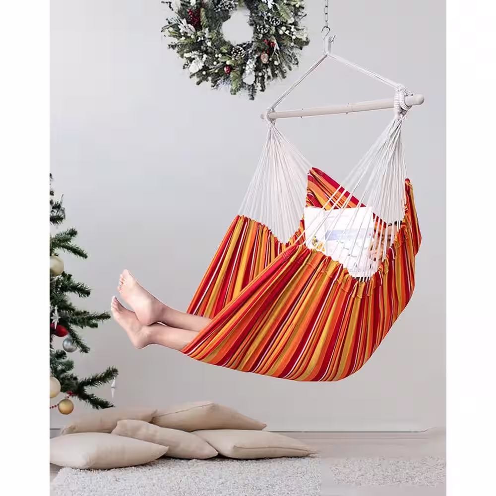 None Hammock Chair Swing-Large Hanging Hammock Chair-Max 500 Lbs-63in Hammock Swing- Roomy & Heavy Duty, Red and Yellow