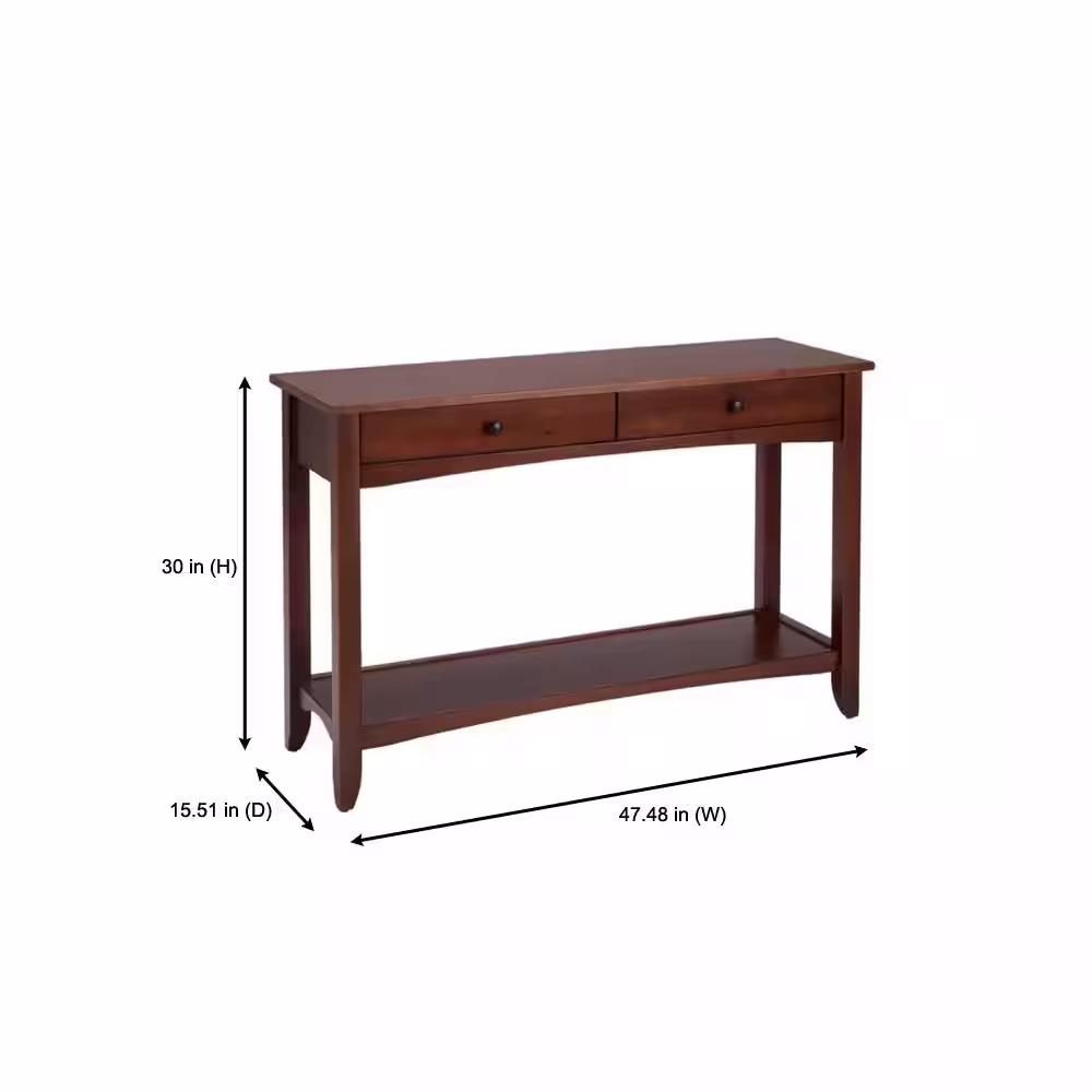 StyleWell Cedar Springs Rectangular Sable Brown Finish Wood 2 Drawer Console Table (47.5 in. W x 30 in. H)
