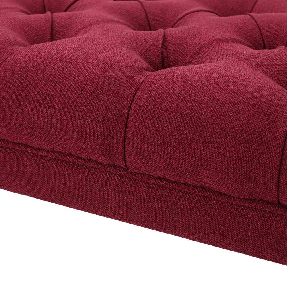 Noble House Scarlett Deep Red Bench Upholstered (16.75 in. x 41 in. x 17.25 in.)