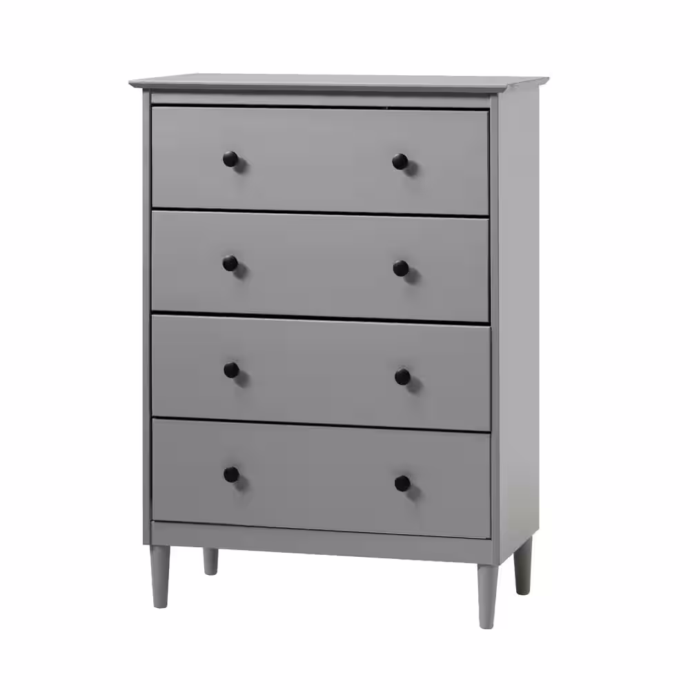 Welwick Designs 4-Drawer Grey Solid Wood Modern Transitional Framed Dresser (40 in. H x 30 in. W x 16 in. D)