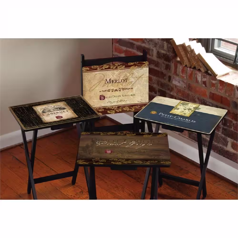 Cape Craftsman 15 in. Multi-colored Wood Portable Folding TV Trays (Set of 4)
