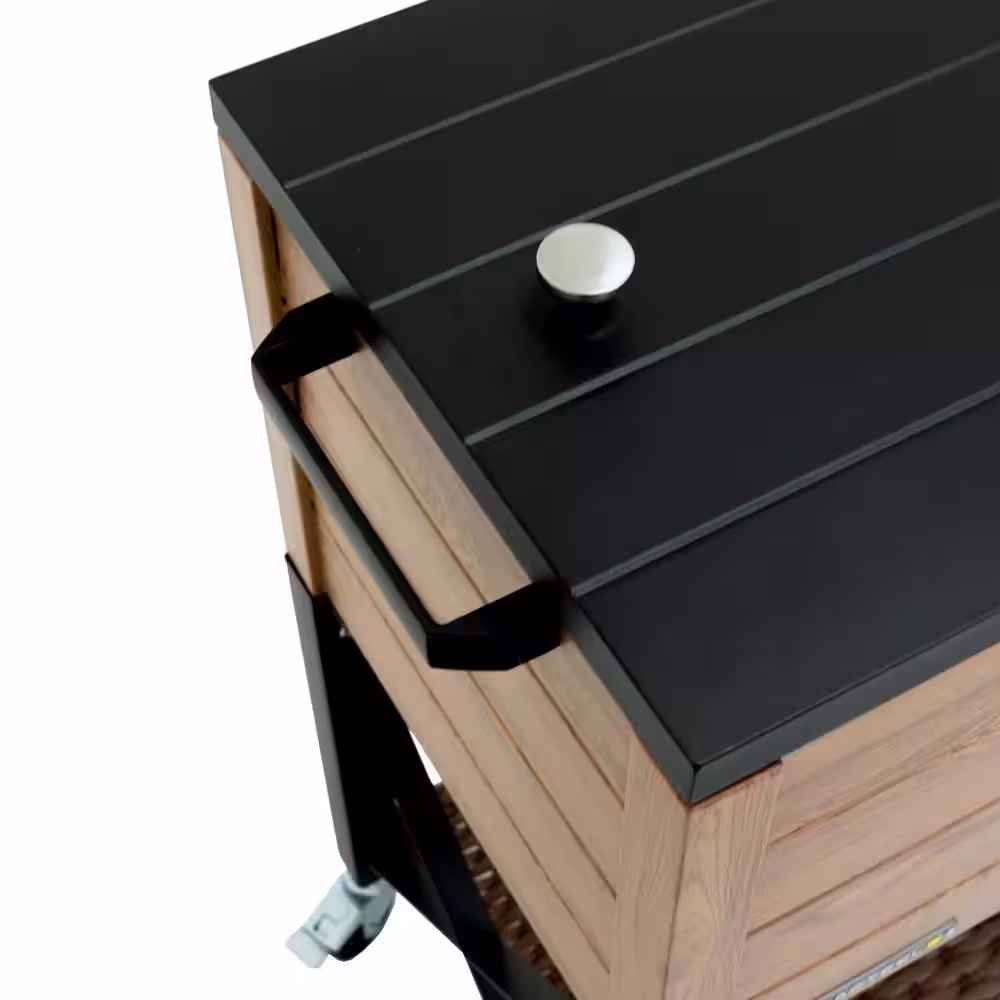 PERMASTEEL 80 qt. Oak Woodgrain Style Patio Cooler with Wicker Bottom Shelf