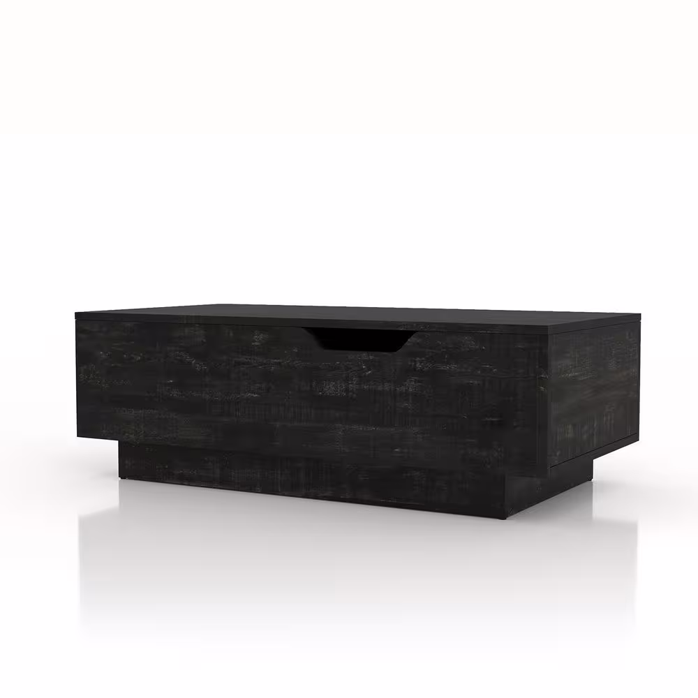 Furniture of America Opher 47.32 in. Reclaimed Black Oak Rectangle Wood Coffee Table with Lift Top