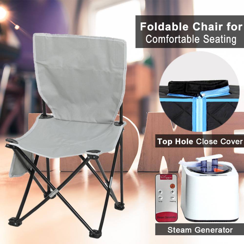 None 1-Person Half body Black Steam Sauna with Foldable Chair