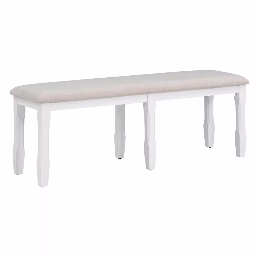 Harper & Bright Designs 6-Pcs Gray and White Wood Dining Set with 12 in. W Removable Leaves, 4 Upholstered Wingback Chairs and Bench