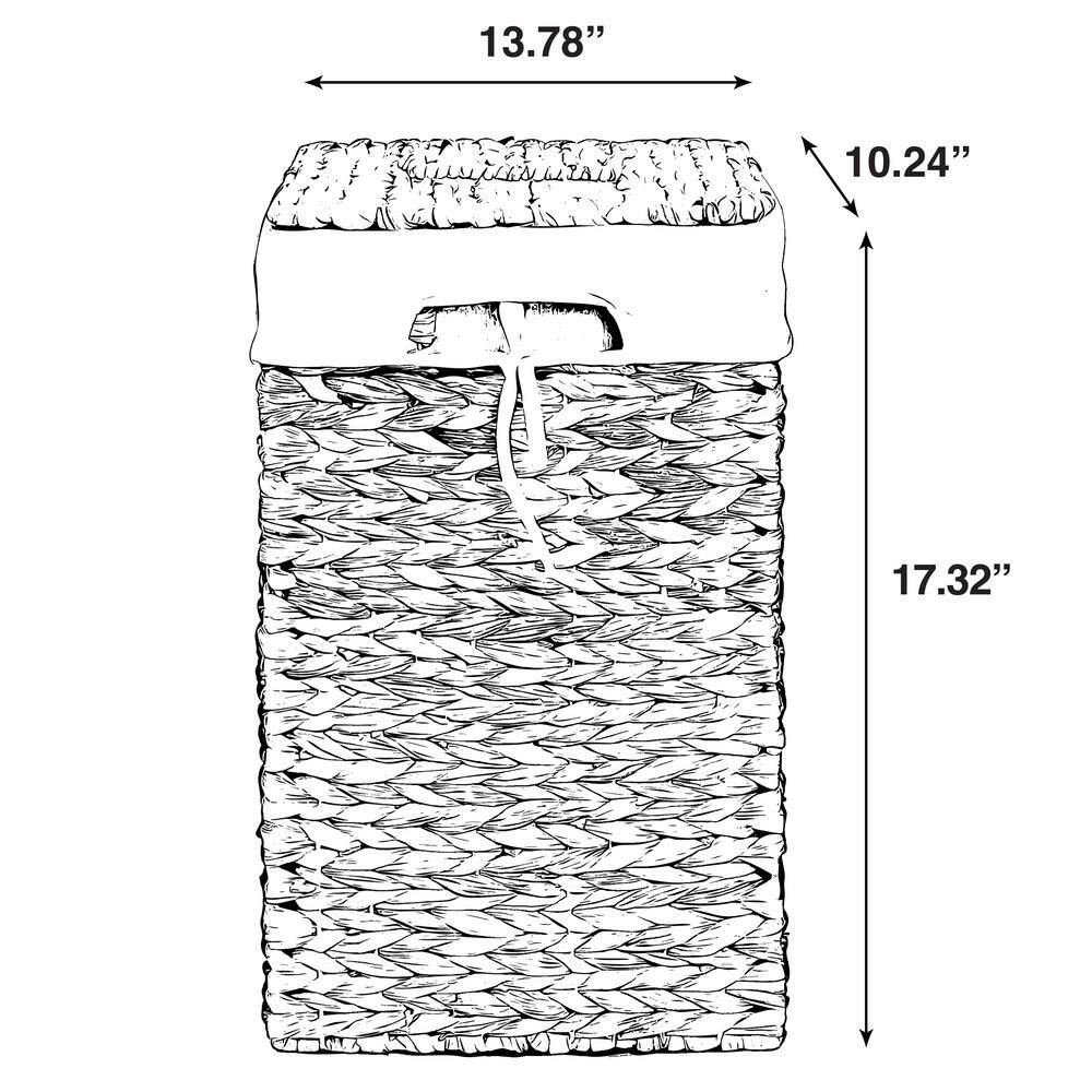 Vintiquewise Handmade Rectangular Water Hyacinth Wicker Laundry Hamper with Lid Natural, Medium