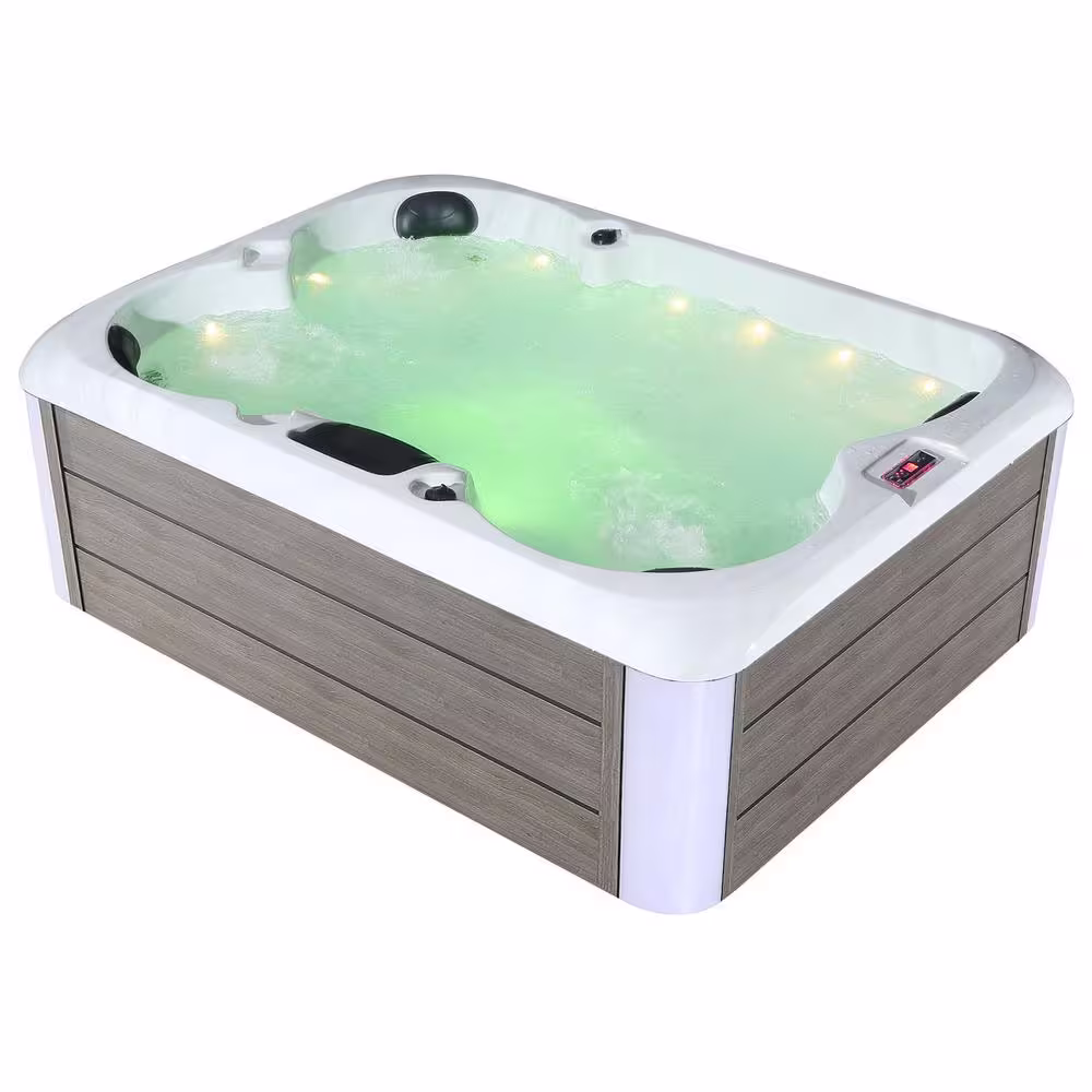 Empava 4-Person 20-Jet Premium Acrylic Lounger Spa Standard Hot Tub with Bluetooth Sound System and Two-step Ladder