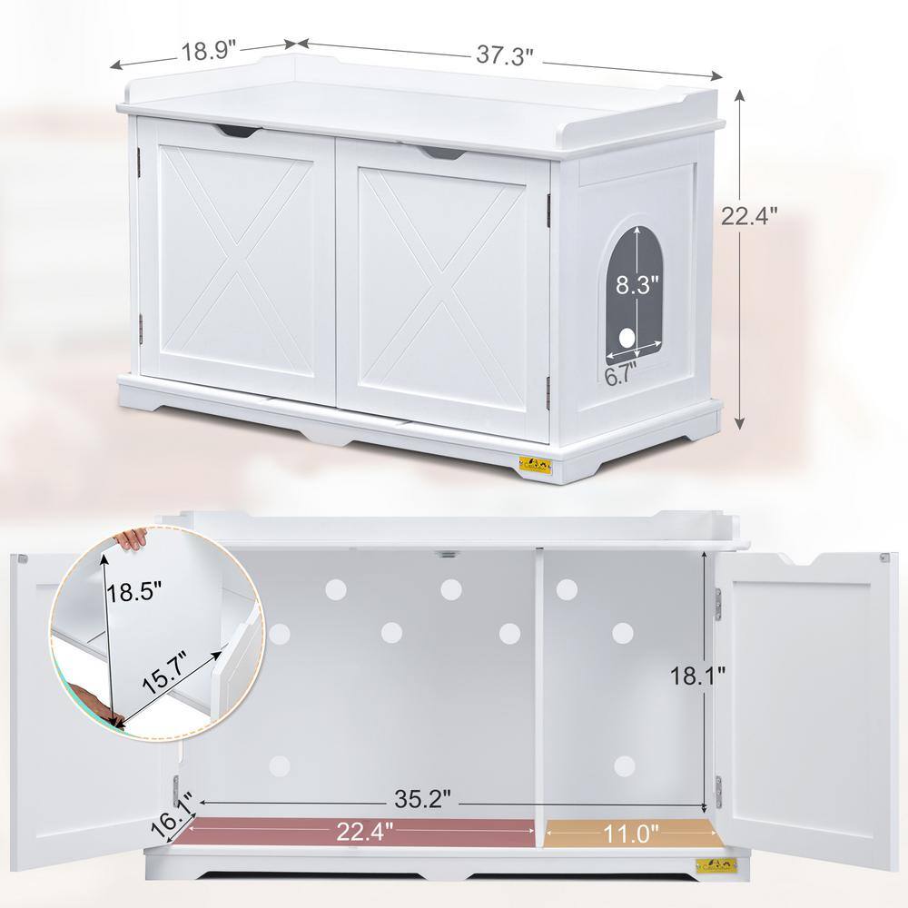 COZIWOW Cat Litter Box Enclosure Furniture, Washroom