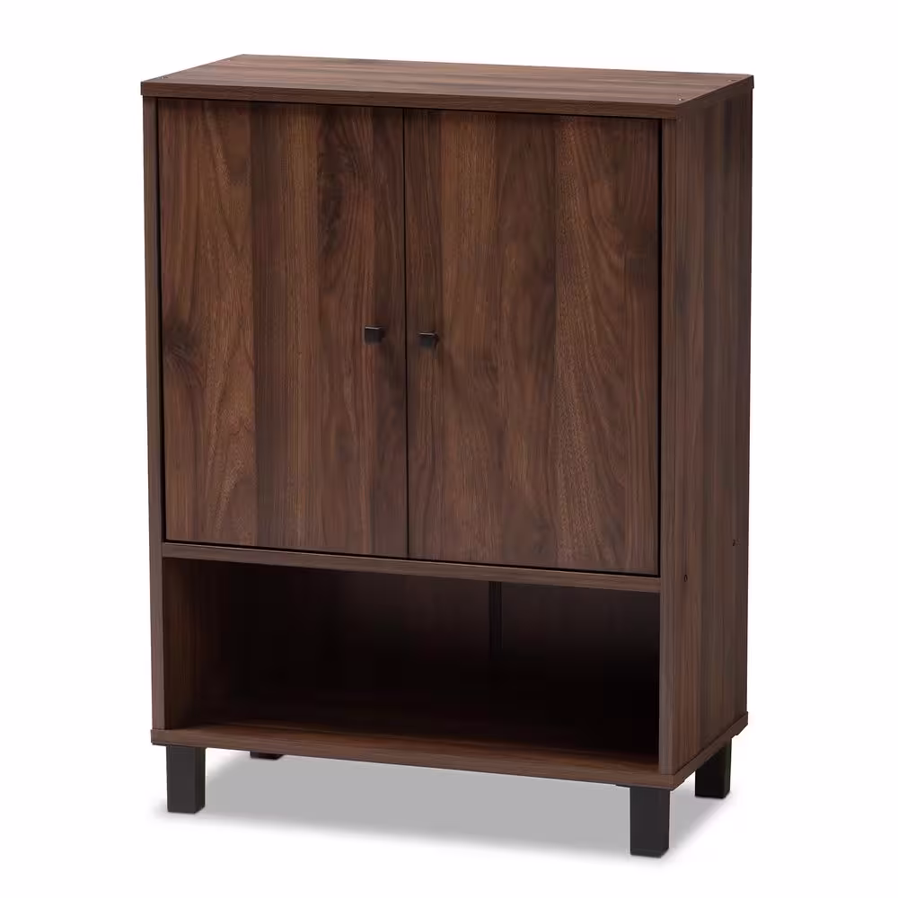 Baxton Studio 32.1 in. H x 23.6 in. W Brown MDF Shoe Storage Cabinet