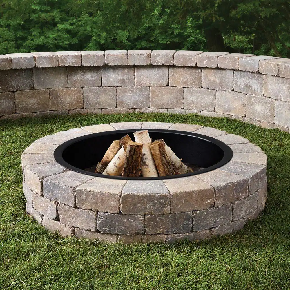 Anchor Weston 52 in. x 12 in. Northwoods Tan Round Concrete Fire Pit Kit With Metal Liner