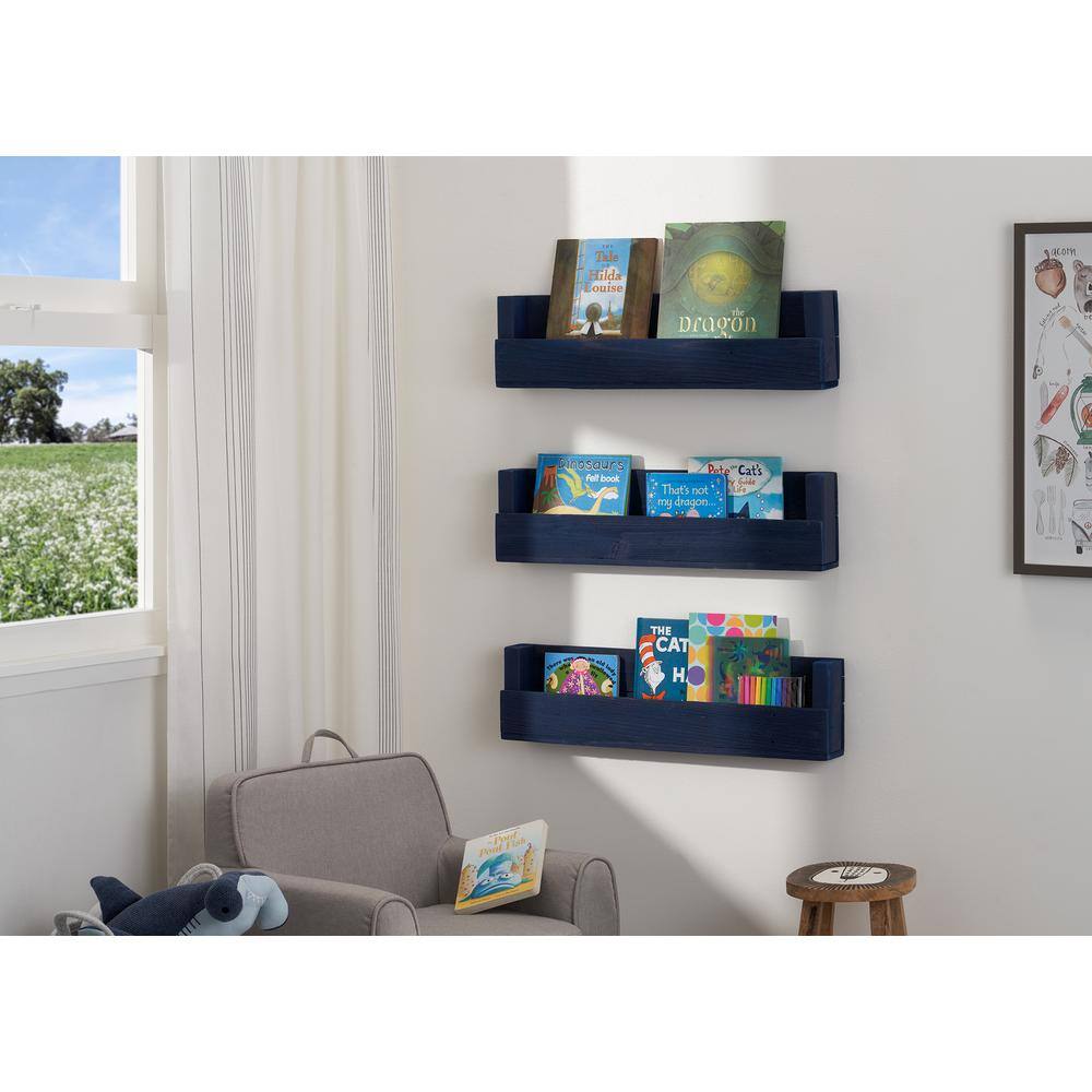 TRINITY 4 in. x 28 in. x 8 in. Navy Blue Book + Photo Display Shelf 3-Pack