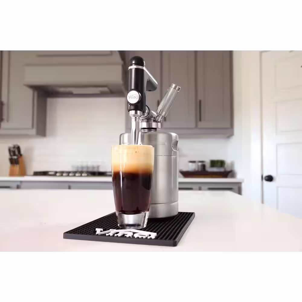 None Nitro Cold Brew 4-Cup Stainless Steel Nitrogen Infusion Coffee Keg System Home Easy Dispensing System Incl Drip Mat