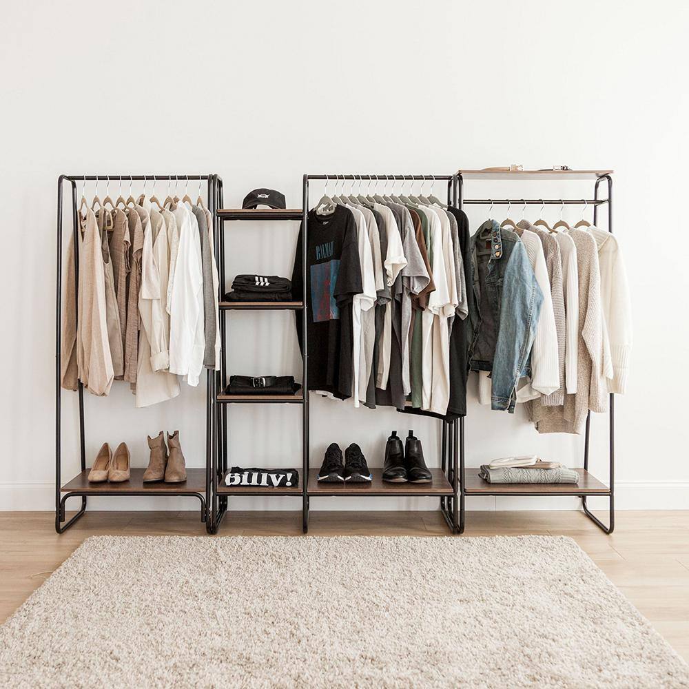 None Black Metal Garment Clothes Rack 25 in. W x 59.5 in. H