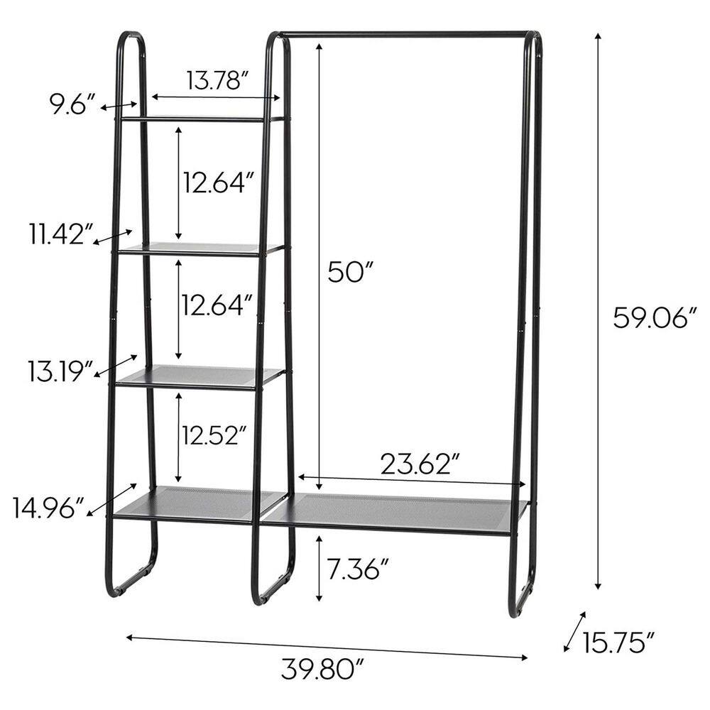 None Black Metal Garment Clothes Rack 40 in. W x 59 in. H