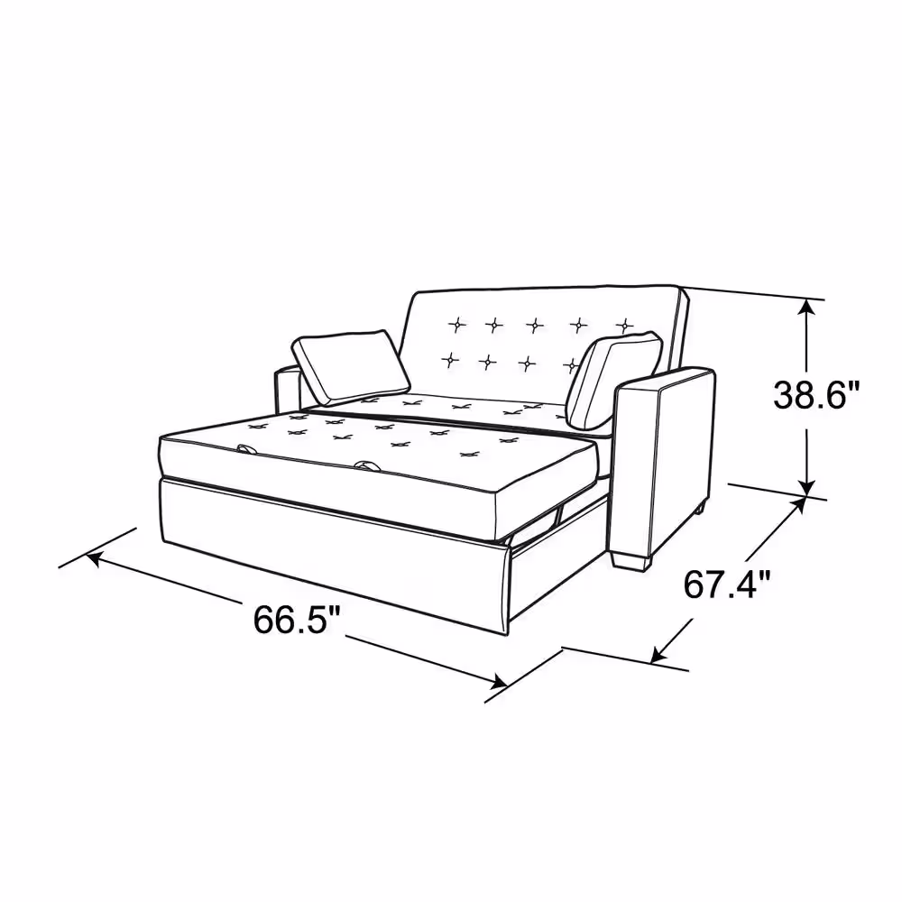 Serta Augustus 37.6 in. Java Polyester 3-Seater Convertible Tuxedo Sofa with Square Arms