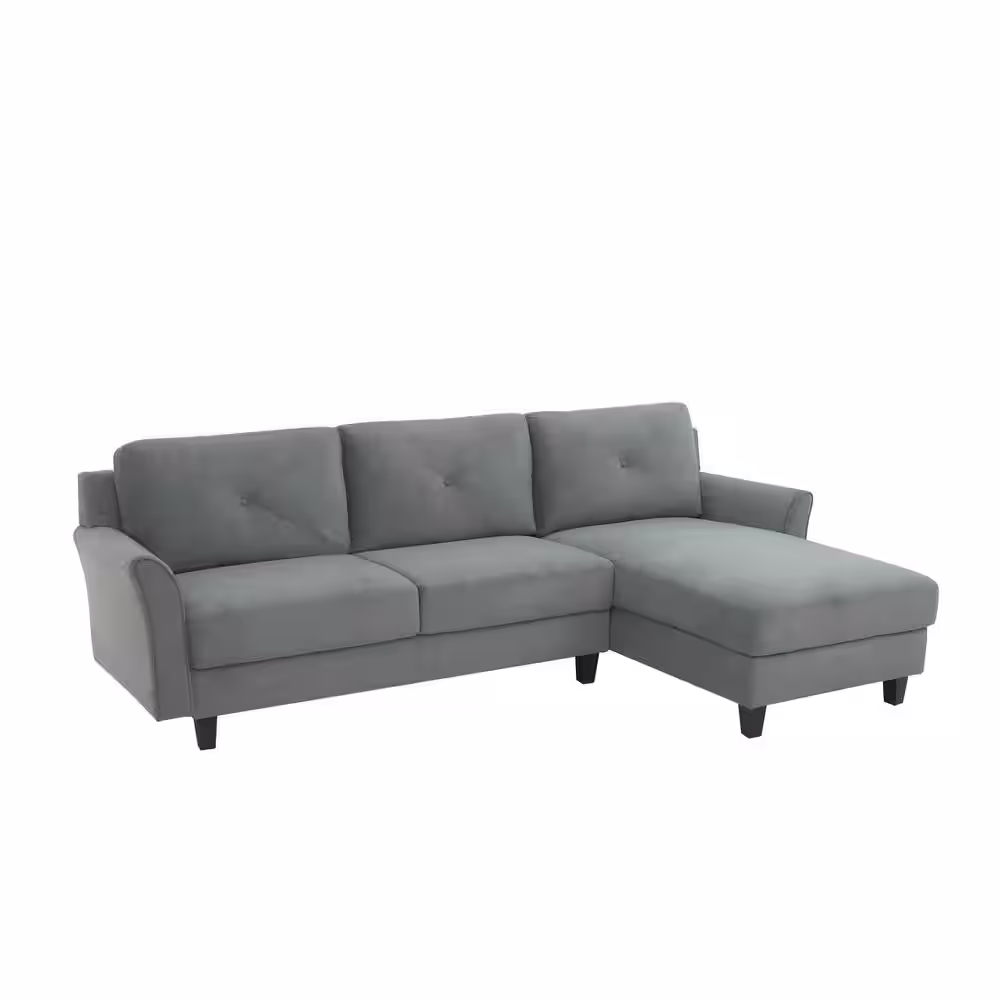 Lifestyle Solutions Harvard Dark Gray Microfiber 3-Seater L-Shaped Right-Facing Sectional Sofa with Curved Arms