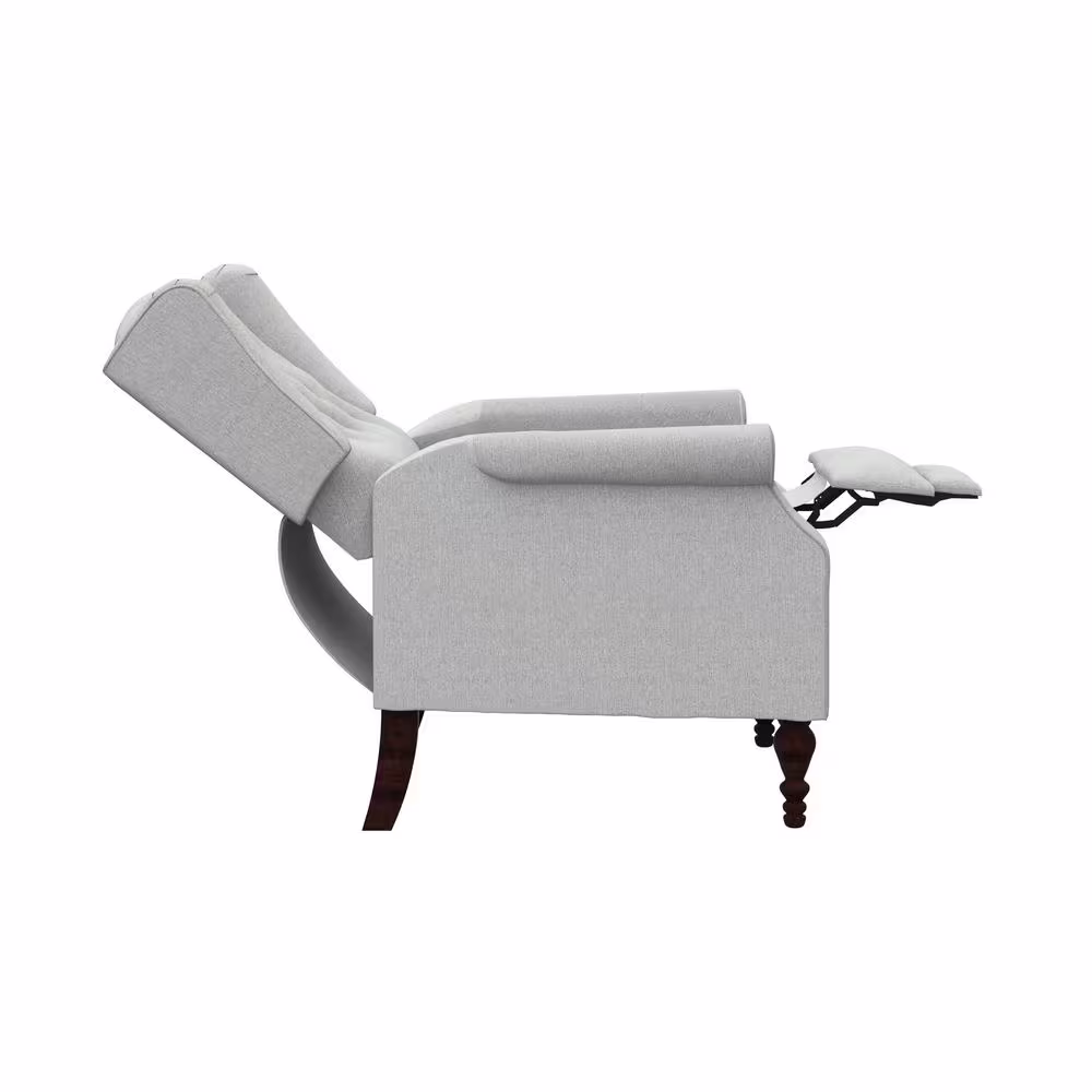 StyleWell Waybrook Stone Gray Upholstered Tufted Wingback Pushback Recliner