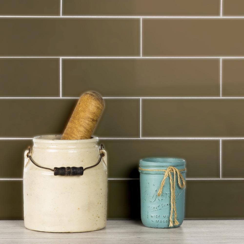 ABOLOS Transitional Design Style Matte Bronze Subway 3 in. x 12 in. Glass Decorative Backsplash Wall Tile (1 sq. ft./Case)