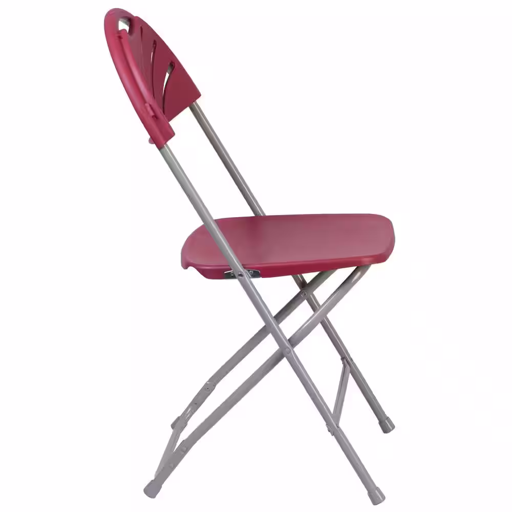 Carnegy Avenue Burgundy Plastic Seat Outdoor Safe Folding Chair