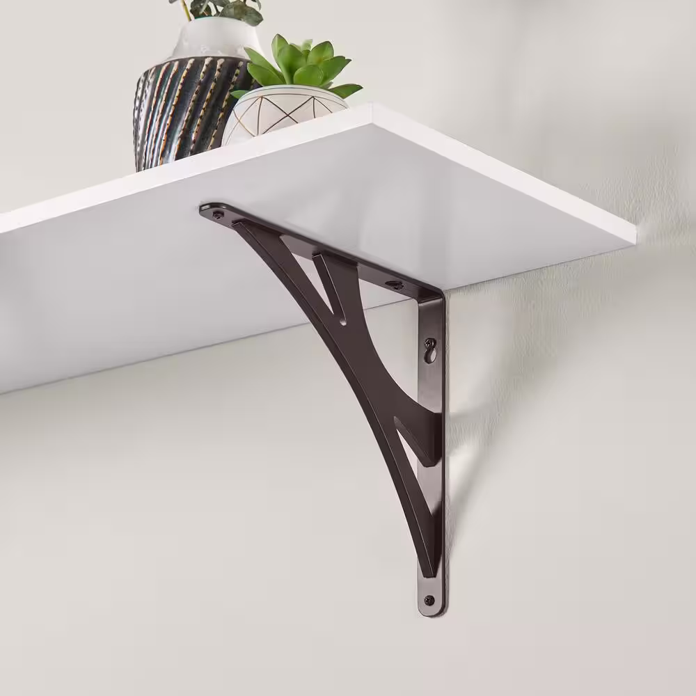 Everbilt 10 in. Bronze Contempo Steel Shelf Bracket