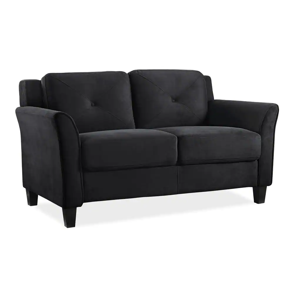 Lifestyle Solutions Harvard 31.5 in. Black Microfiber 2-Seater Loveseat with Flared Arms