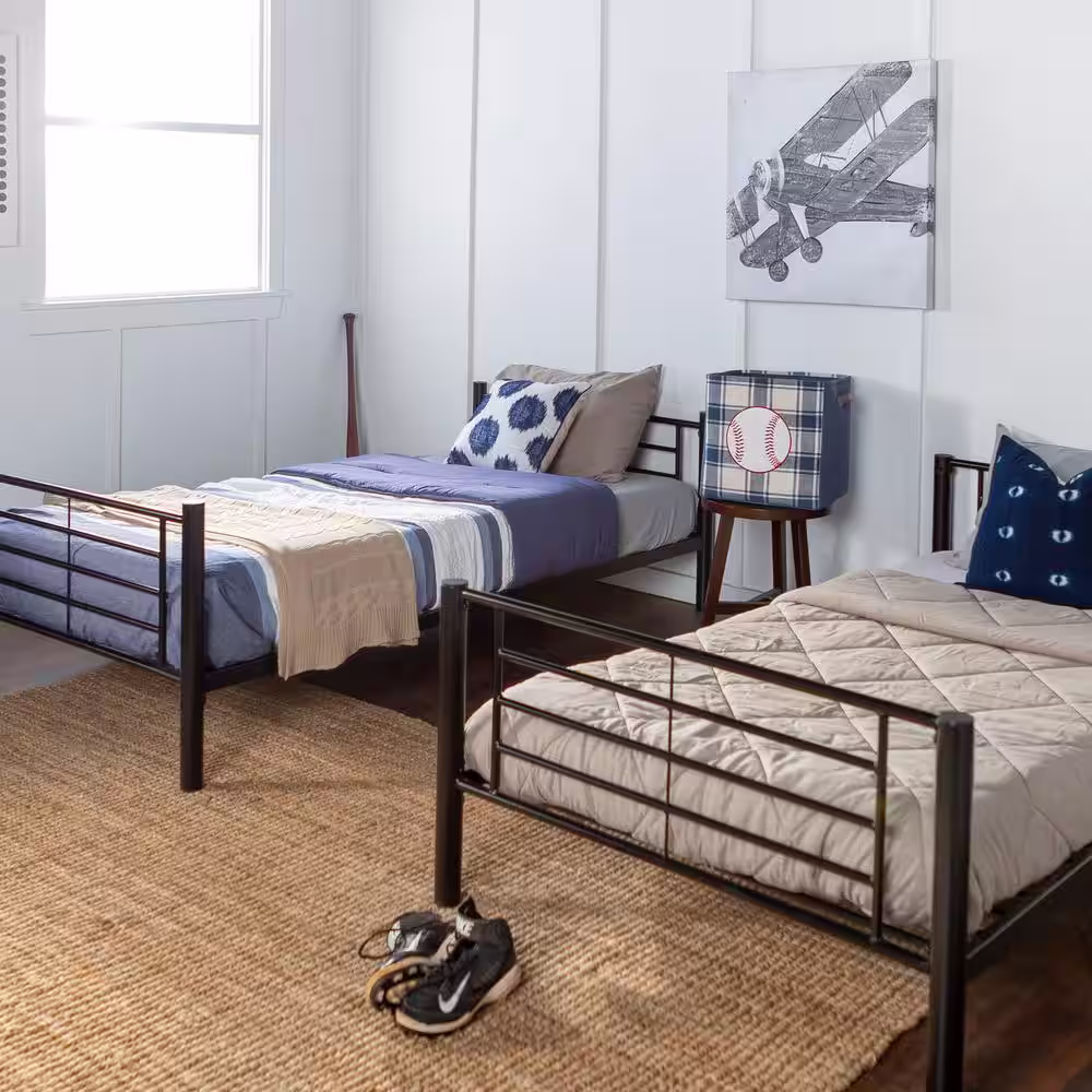 Walker Edison Furniture Company Modern Premium Metal Twin over Twin Bunk Bed - Black