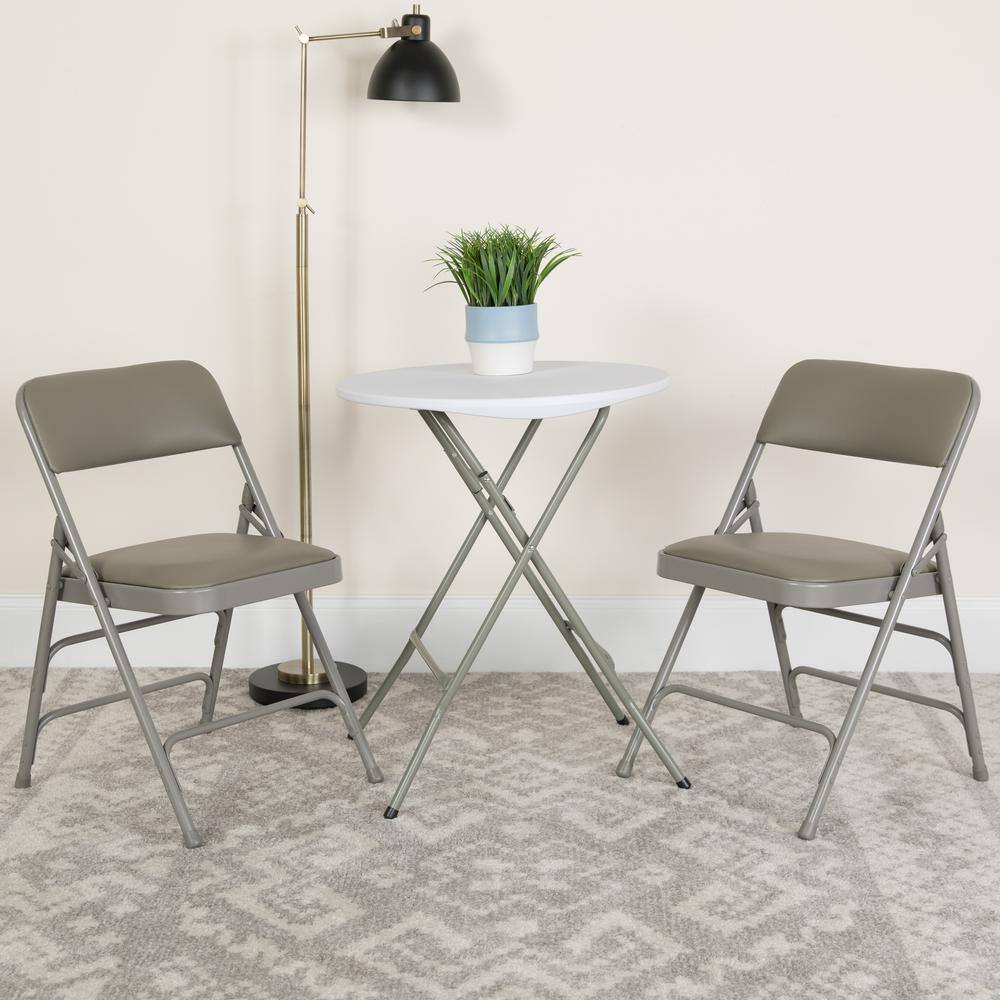 Carnegy Avenue Gray Vinyl/Gray Frame Metal Folding Chair (2-Pack)