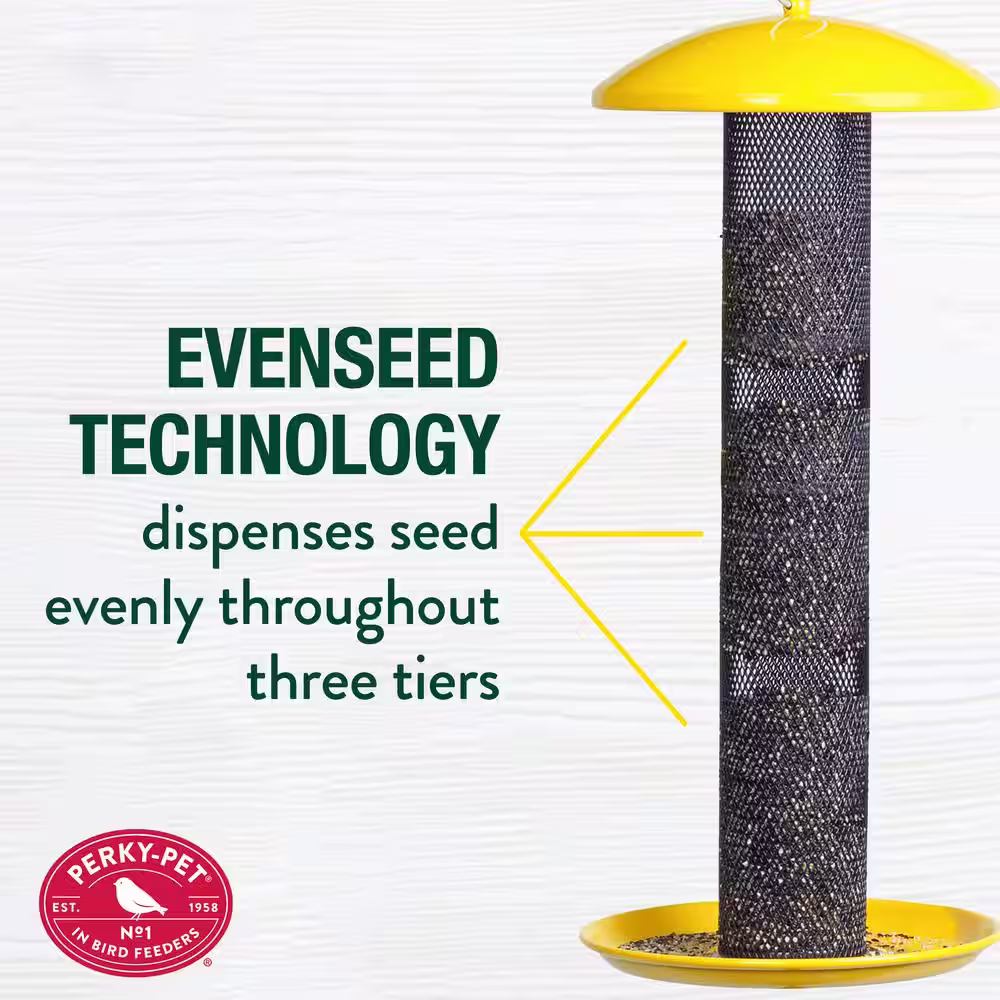 Perky-Pet Yellow Straight Sided Finch Tube Hanging Bird Feeder - 1.5 lb. Capacity