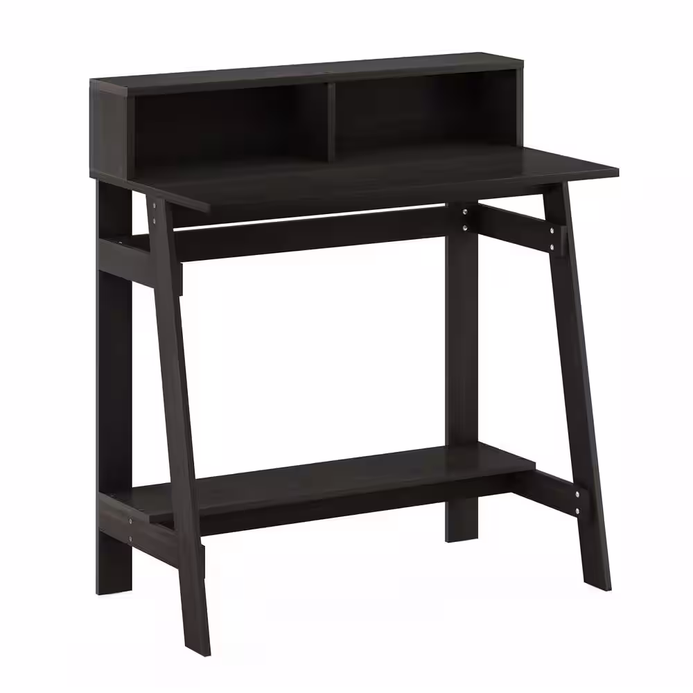 Furinno 32 in. Rectangular Espresso Computer Desk with Hutch