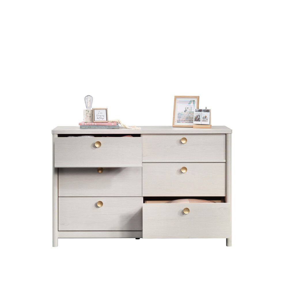SAUDER Dover Edge 6-Drawer Glacier Oak Dresser 32.795 in. x 50.945 in. x 17.244 in.
