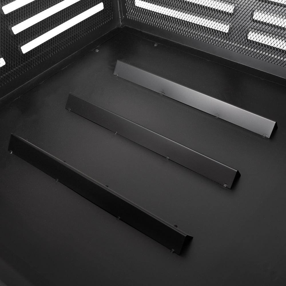 Pleasant Hearth Hutchinson 32.8 in. W x 23.7 in. H Square Steel Wood Burning Black Fire Pit