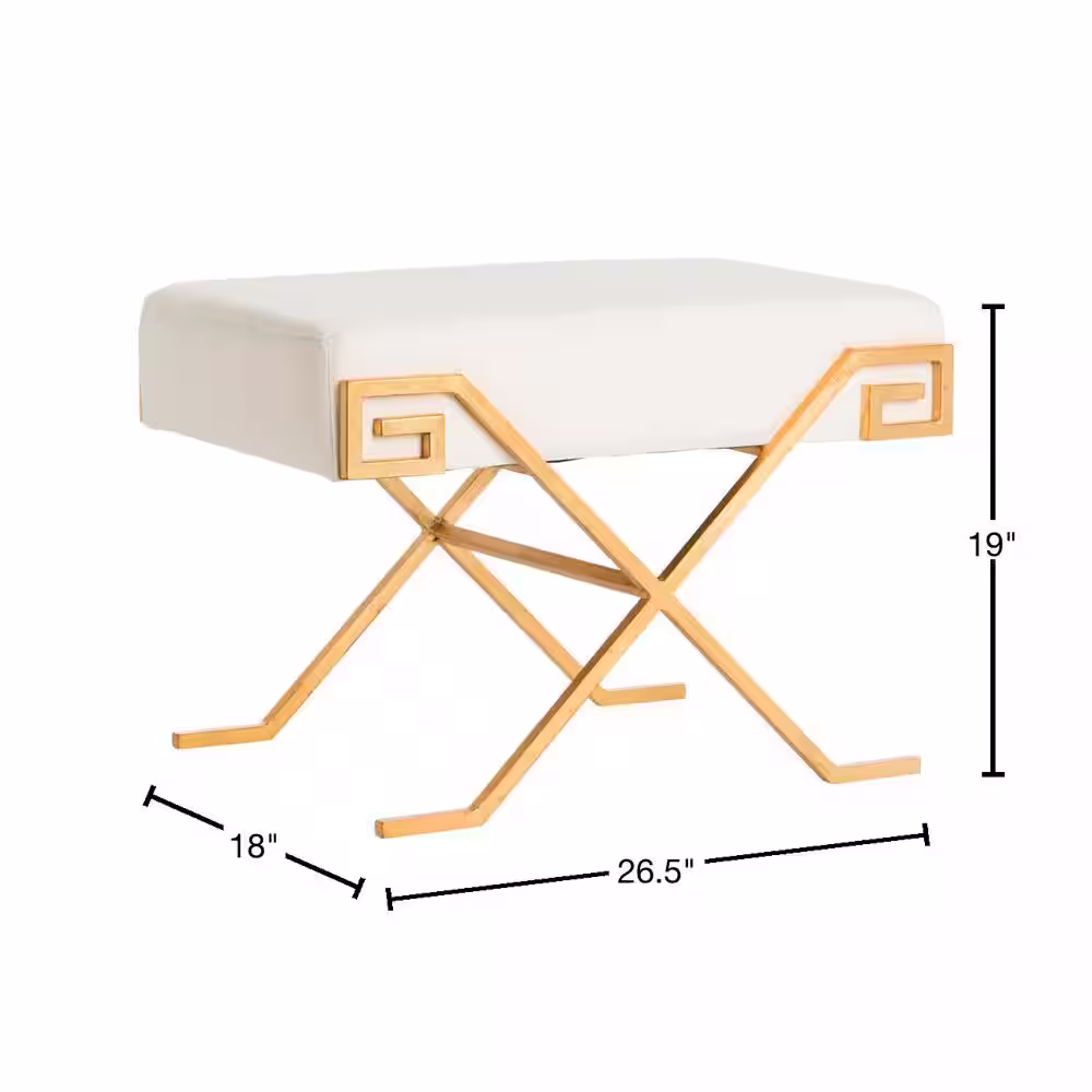 SAFAVIEH Luna Off-White/Gold Upholstered Entryway Bench